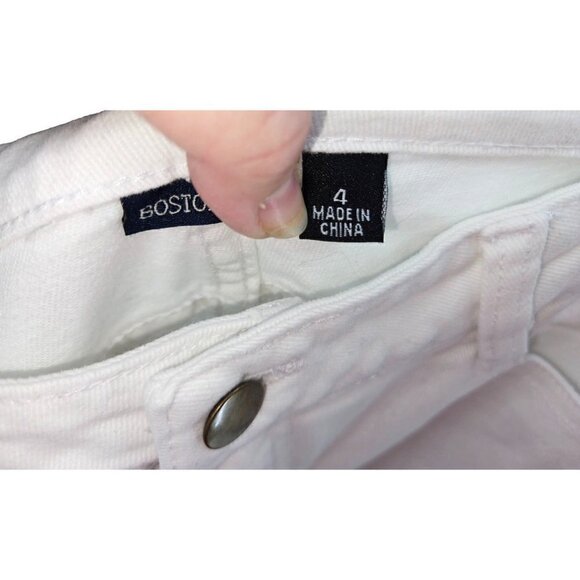 Boston Proper Jeans Womens Sz 4 Flare Embellished Studded Stretch Mid Rise White - Picture 9 of 12